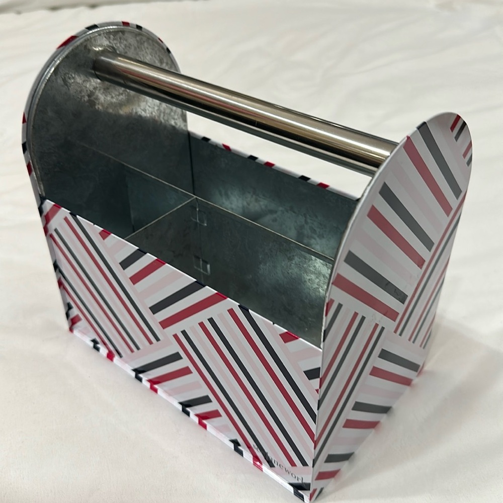 Tin Metal Holder Stationary Caddy Paint Brush Party Silverware Holder